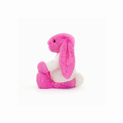 Jellycat Bashful Hot Pink Conejo with Cream Jumper | HWMV-27304